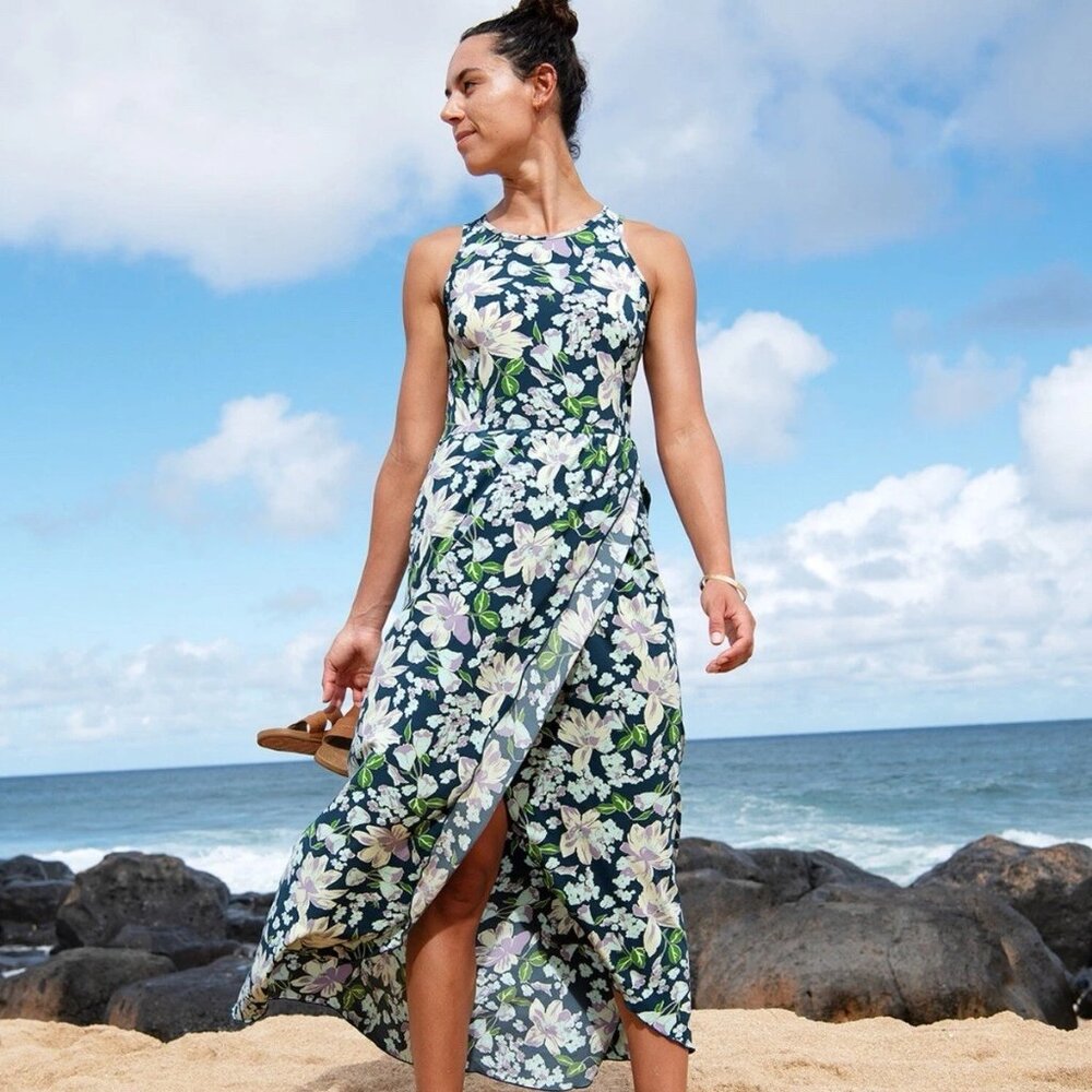 Toad&Co. Sunkissed Maxi Dress in Midnight Tulip Print (S)